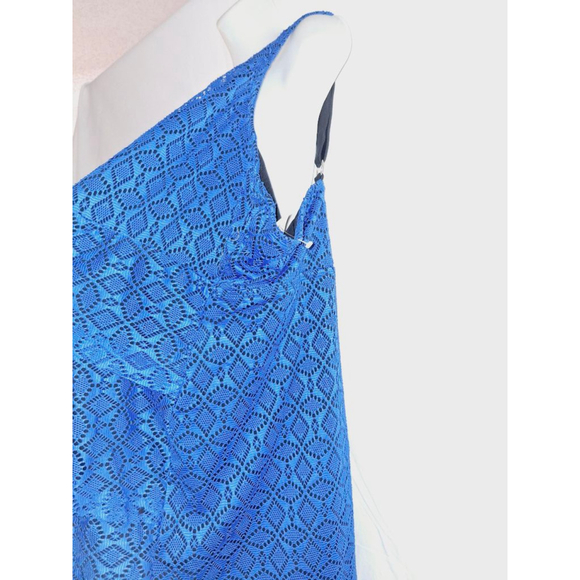 Catherines Size 34W Blue crochet lace swim tankini built in bra beachwear - Picture 3 of 6